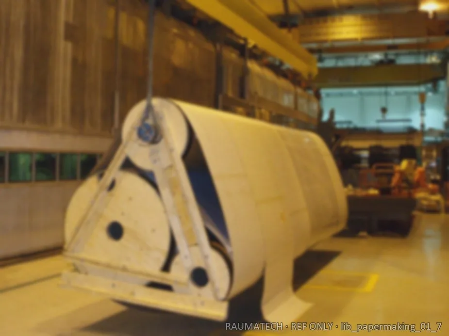 Large roll shell in workshop before repair
